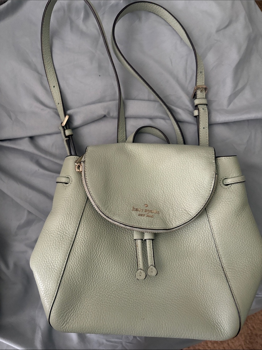 kate spade pebble leather backpack in sage
